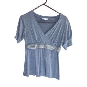 Gray Embellished Blouse